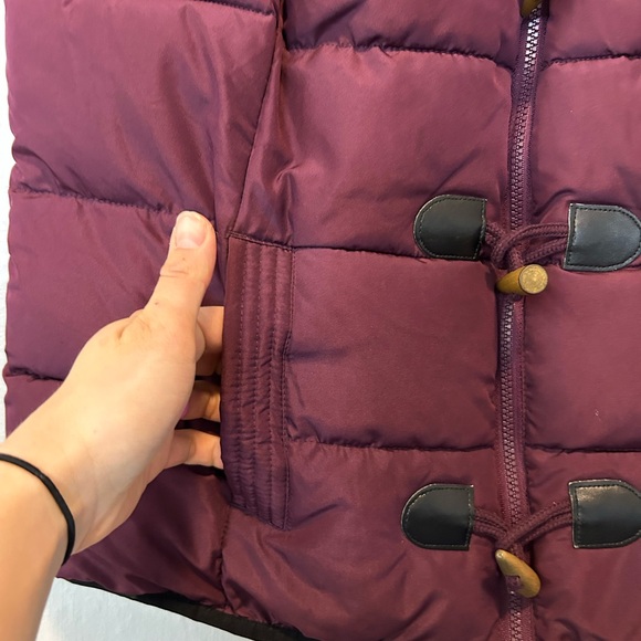 Ruff Hewn Burgundy Puffer Vest with Plaid Collar - Picture 3 of 9